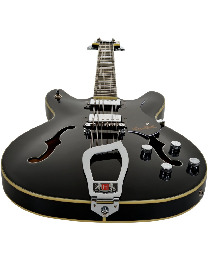 Hagstrom HSVIDLX1209 Electric Guitar, Viking DLX, Black Gloss, 12-string