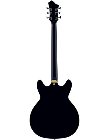 Hagstrom HSVIDLXBA09 Electric Guitar, Viking Baritone DLX, Black Gloss