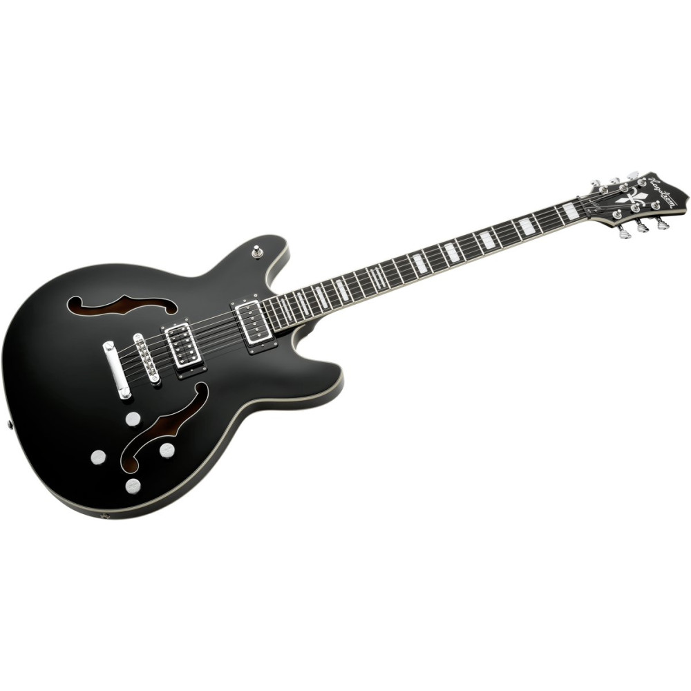 Hagstrom HSVIDLXBA09 Electric Guitar, Viking Baritone DLX, Black Gloss