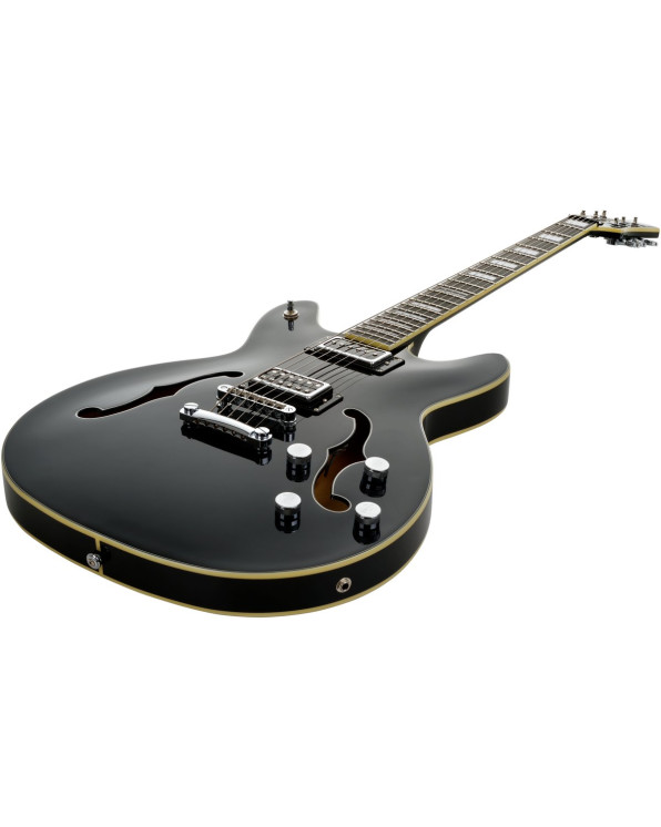 Hagstrom HSVIDLXBA09 Electric Guitar, Viking Baritone DLX, Black Gloss