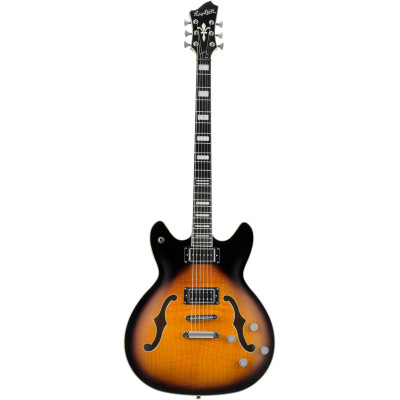 Hagstrom HSVIDLXBA18 Electric Guitar, Viking Baritone DLX, Tobacco Sunburst