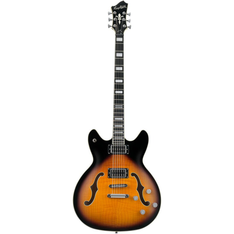 Hagstrom HSVIDLXBA18 Electric Guitar, Viking Baritone DLX, Tobacco Sunburst