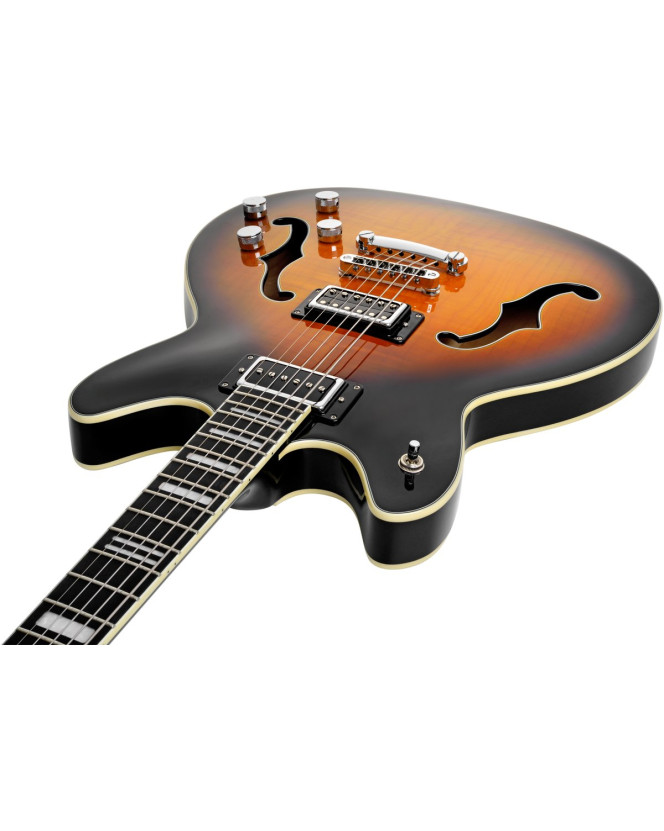 Hagstrom HSVIDLXBA18 Electric Guitar, Viking Baritone DLX, Tobacco Sunburst