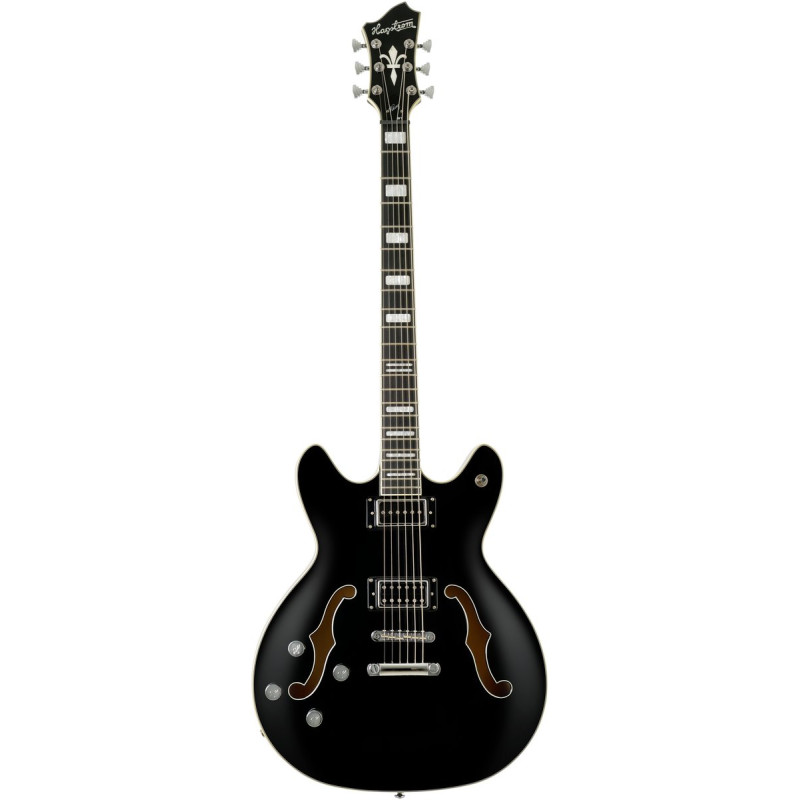 Hagstrom HSVIDLXBALH09 Electric Guitar, Viking Baritone DLX, Black Gloss, Lefthand