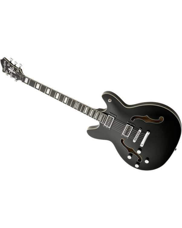 Hagstrom HSVIDLXBALH09 Electric Guitar, Viking Baritone DLX, Black Gloss, Lefthand