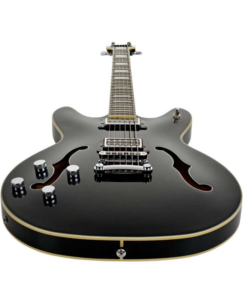 Hagstrom HSVIDLXBALH09 Electric Guitar, Viking Baritone DLX, Black Gloss, Lefthand