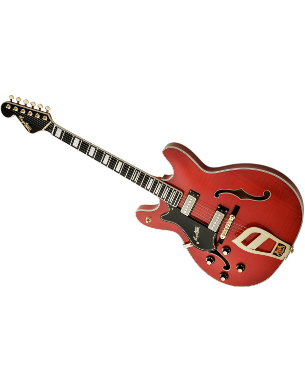 Hagstrom HSVIK67LH04 Electric Guitar, 67' Viking, Wild Cherry Transparent, Lefthan d