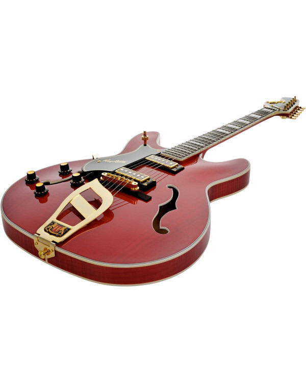 Hagstrom HSVIK67LH04 Electric Guitar, 67' Viking, Wild Cherry Transparent, Lefthan d