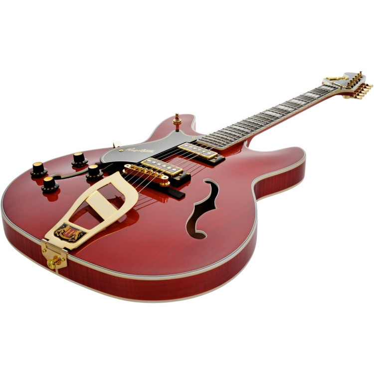 Hagstrom HSVIK67LH04 Electric Guitar, 67' Viking, Wild Cherry Transparent, Lefthan d