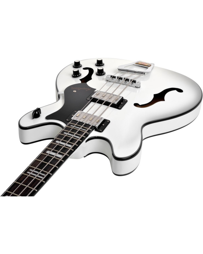 Hagstrom HSVIKB02 Bass Guitar, Viking, White Gloss