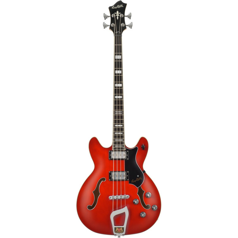 Hagstrom HSVIKB04 Bass Guitar, Viking, Wild Cherry Transparent