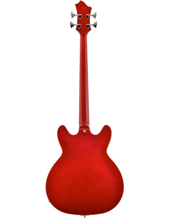 Hagstrom HSVIKB04 Bass Guitar, Viking, Wild Cherry Transparent