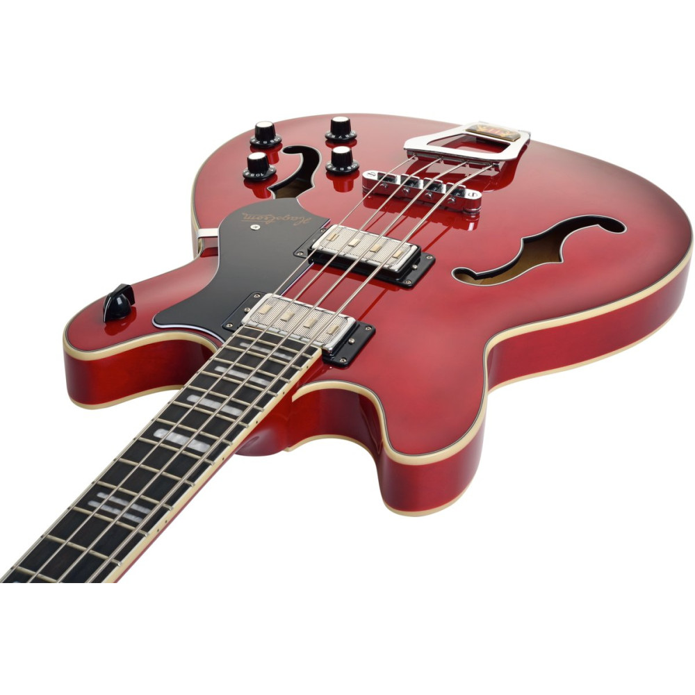 Hagstrom HSVIKB04 Bass Guitar, Viking, Wild Cherry Transparent