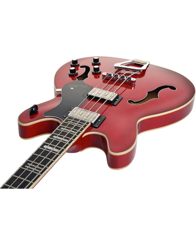 Hagstrom HSVIKB04 Bass Guitar, Viking, Wild Cherry Transparent