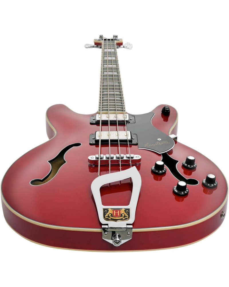 Hagstrom HSVIKB04 Bass Guitar, Viking, Wild Cherry Transparent