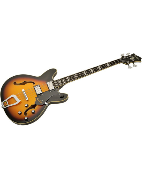 Hagstrom HSVIKB18 Bass Guitar, Viking, Tobacco Sunburst