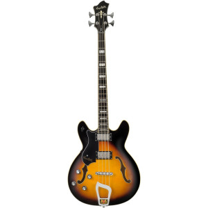 Hagstrom HSVIKBL18 Bass Guitar, Viking, Tobacco Sunburst, Left-hand