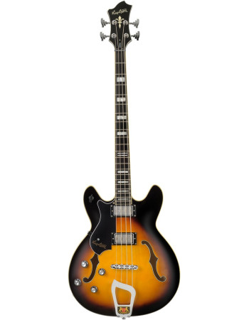 Hagstrom HSVIKBL18 Bass Guitar, Viking, Tobacco Sunburst, Left-hand