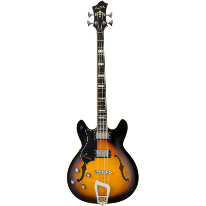 Hagstrom HSVIKBL18 Bass Guitar, Viking, Tobacco Sunburst, Left-hand