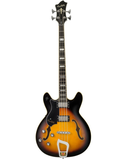 Hagstrom HSVIKBL18 Bass Guitar, Viking, Tobacco Sunburst, Left-hand