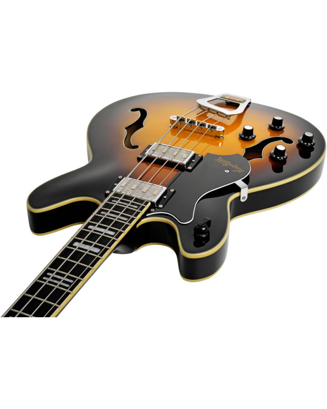 Hagstrom HSVIKBL18 Bass Guitar, Viking, Tobacco Sunburst, Left-hand