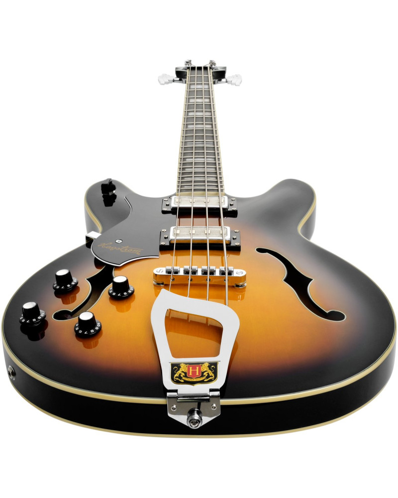 Hagstrom HSVIKBL18 Bass Guitar, Viking, Tobacco Sunburst, Left-hand