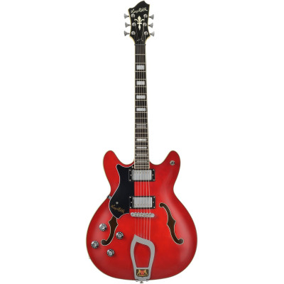 Hagstrom HSVIKL04 Electric Guitar, Viking, Transparent Cherry, Left-hand