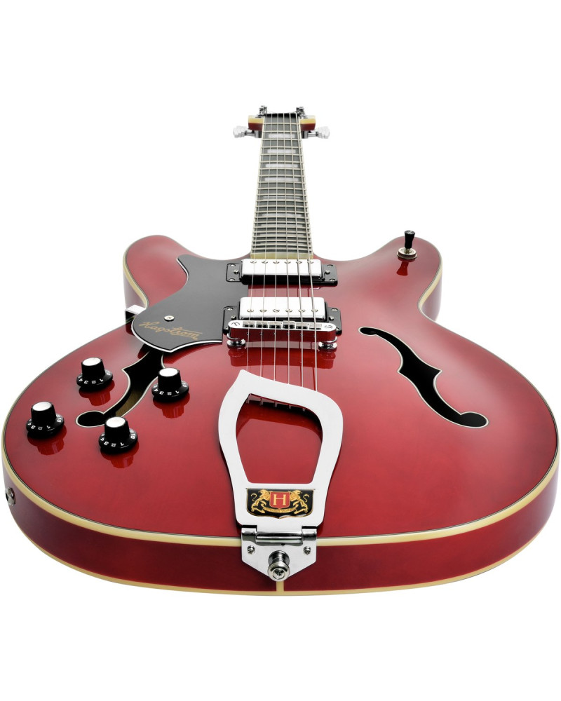 Hagstrom HSVIKL04 Electric Guitar, Viking, Transparent Cherry, Left-hand