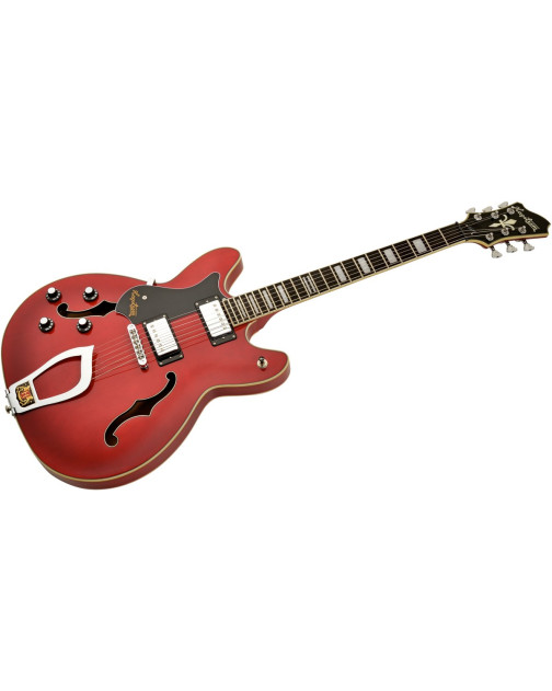 Hagstrom HSVIKL04 Electric Guitar, Viking, Transparent Cherry, Left-hand