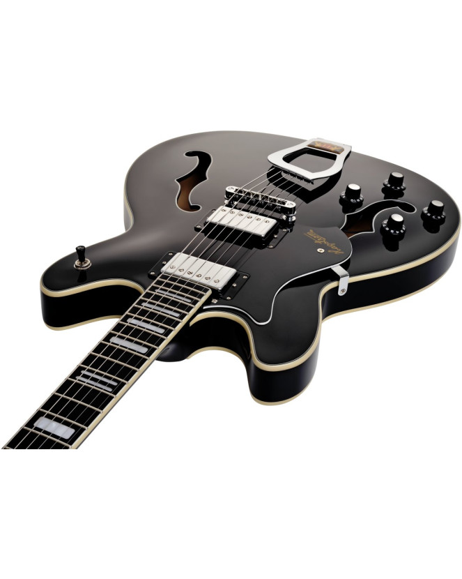 Hagstrom HSVIKL09 Electric Guitar, Viking, Black, Left-hand