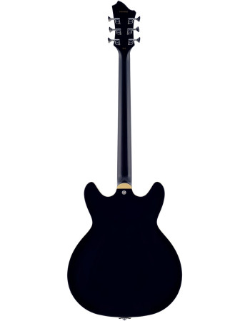 Hagstrom HSVVIDLXBA09 Electric Guitar, Tremar Viking Baritone DLX, Black Gloss