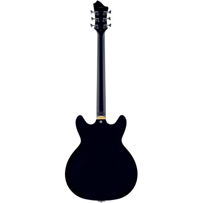 Hagstrom HSVVIDLXBA09 Electric Guitar, Tremar Viking Baritone DLX, Black Gloss