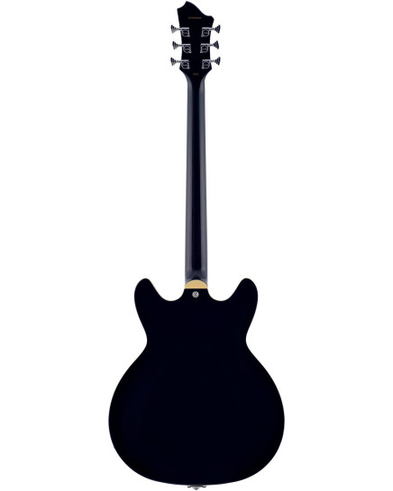 Hagstrom HSVVIDLXBA09 Electric Guitar, Tremar Viking Baritone DLX, Black Gloss