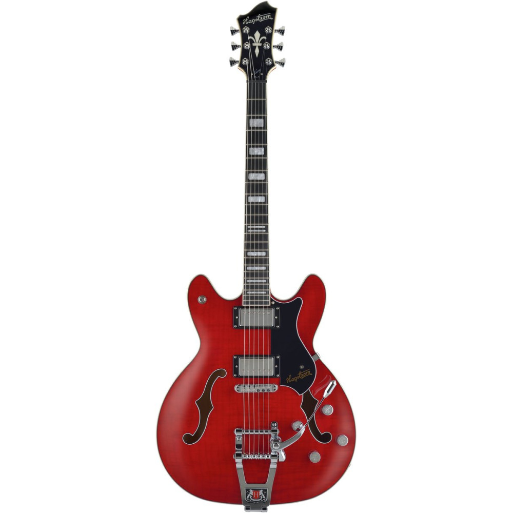 Hagstrom HSVVIKDL04 Electric Guitar, Tremar Viking Deluxe, Wild Cherry Transparen t