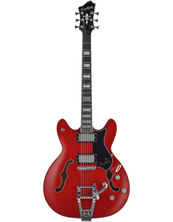 Hagstrom HSVVIKDL04 Electric Guitar, Tremar Viking Deluxe, Wild Cherry Transparen t