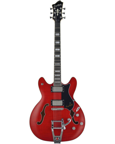 Hagstrom HSVVIKDL04 Electric Guitar, Tremar Viking Deluxe, Wild Cherry Transparen t