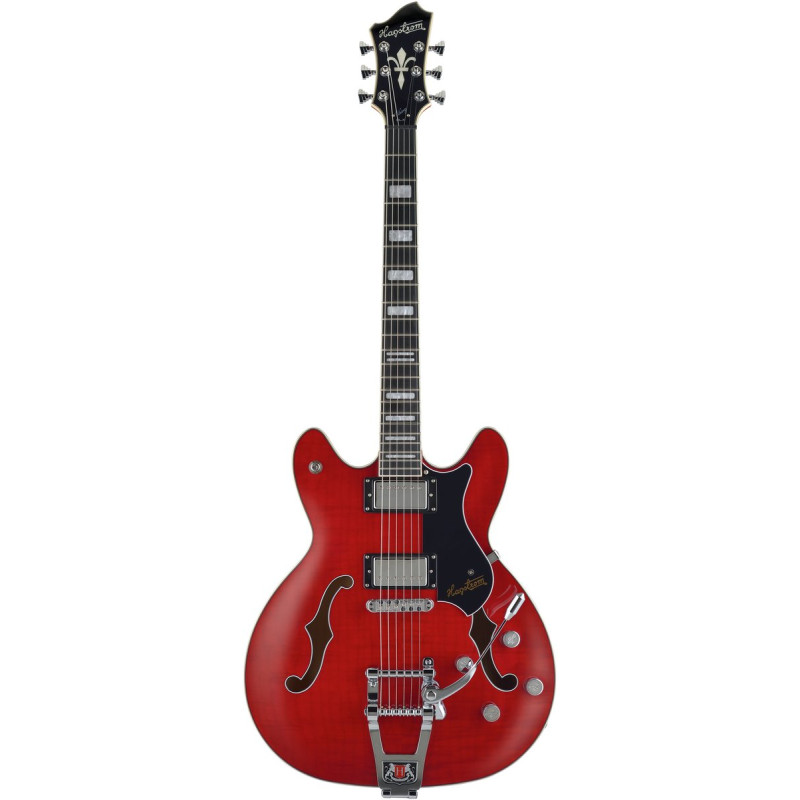 Hagstrom HSVVIKDL04 Electric Guitar, Tremar Viking Deluxe, Wild Cherry Transparen t