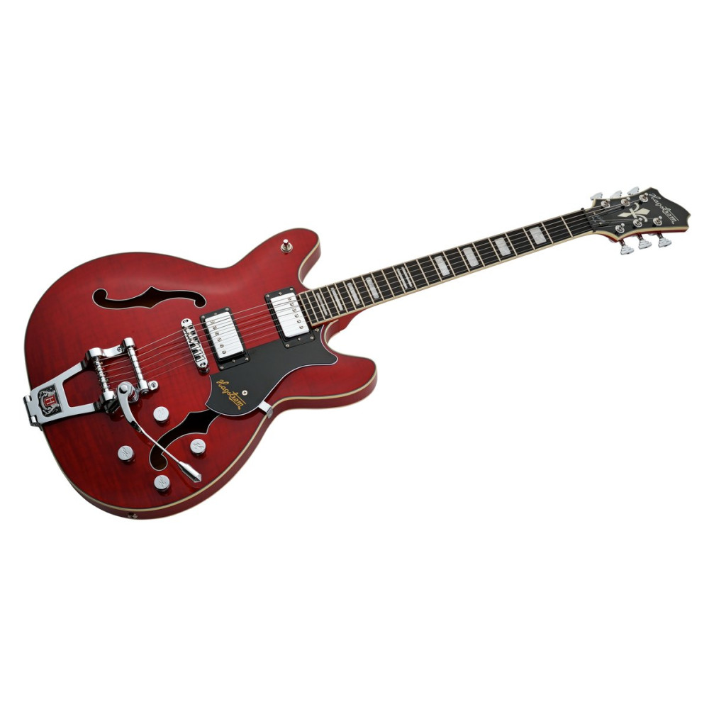 Hagstrom HSVVIKDL04 Electric Guitar, Tremar Viking Deluxe, Wild Cherry Transparen t
