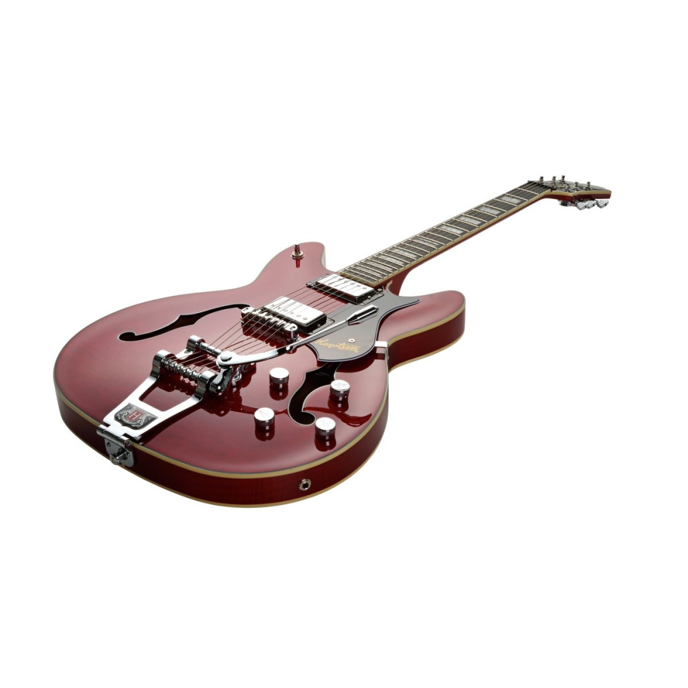 Hagstrom HSVVIKDL04 Electric Guitar, Tremar Viking Deluxe, Wild Cherry Transparen t