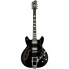 Hagstrom HSVVIKDL09 Electric Guitar, Tremar Viking Deluxe, Black Gloss