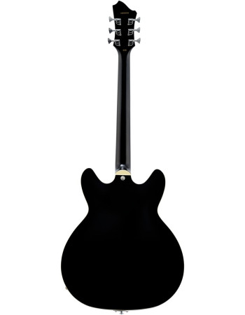 Hagstrom HSVVIKDL09 Electric Guitar, Tremar Viking Deluxe, Black Gloss