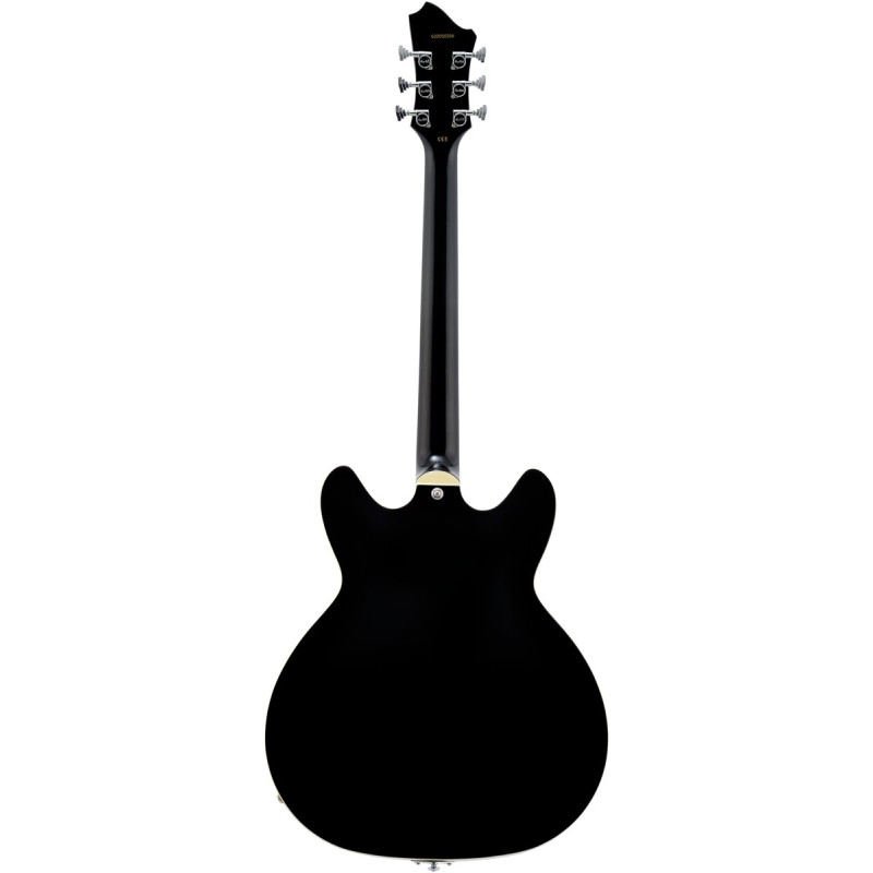 Hagstrom HSVVIKDL09 Electric Guitar, Tremar Viking Deluxe, Black Gloss