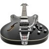 Hagstrom HSVVIKDL09 Electric Guitar, Tremar Viking Deluxe, Black Gloss