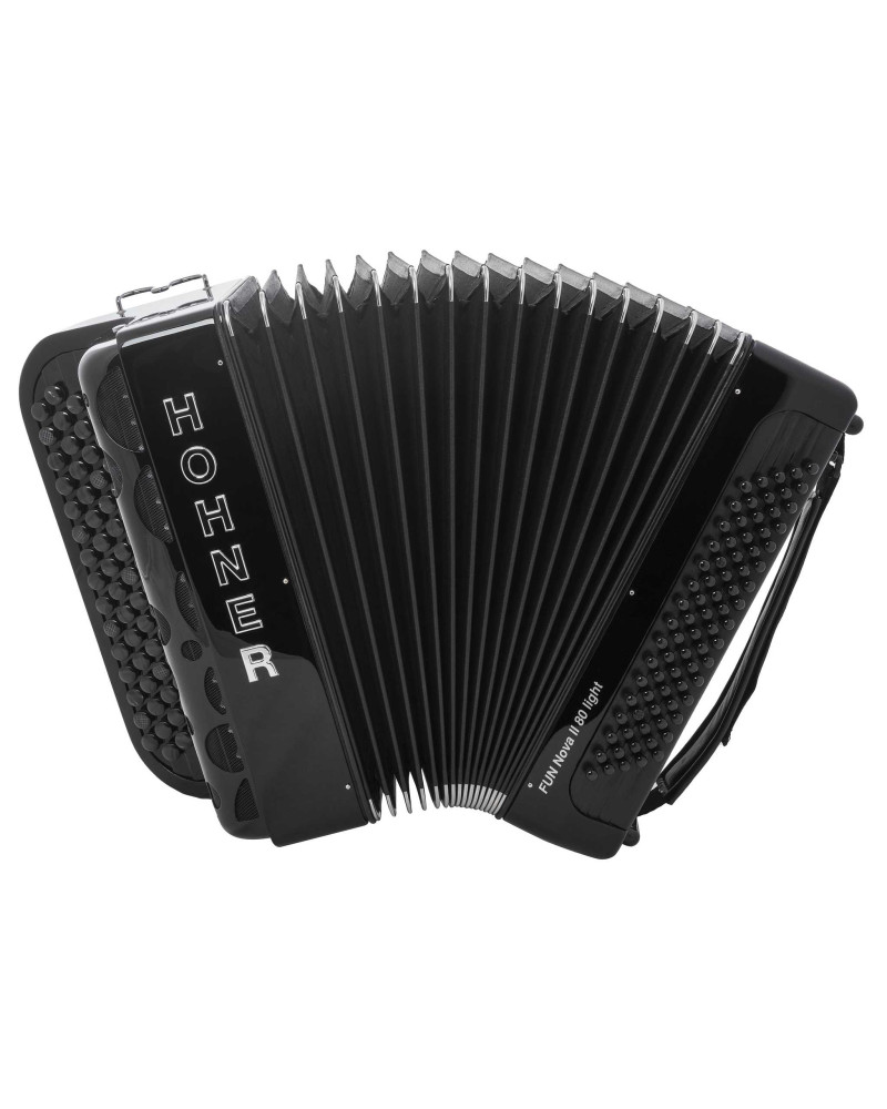 Hohner Fun Nova II 80 light, black celluloid, B-stepped