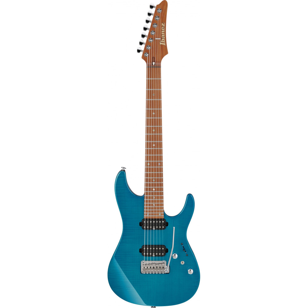 Ibanez MM7-TAB Martin Miller AZ Signature E-Guitar 7-String - Transparent Aqua Blue + Case