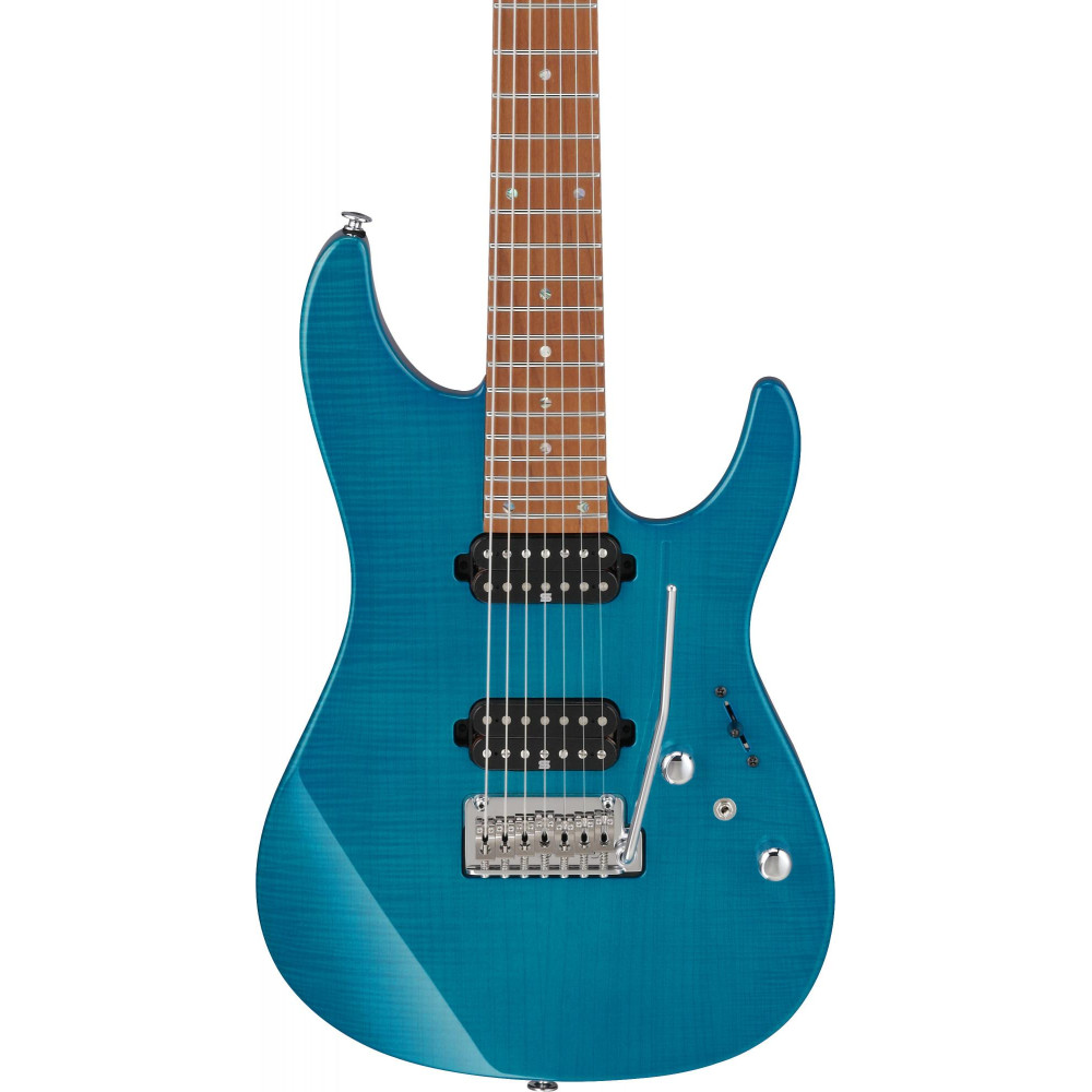 Ibanez MM7-TAB Martin Miller AZ Signature E-Guitar 7-String - Transparent Aqua Blue + Case