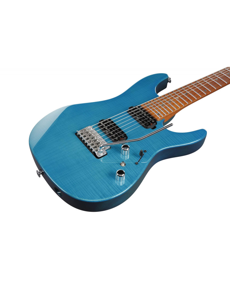 Ibanez 1B-MM7-TAB Martin Miller AZ Signature E-Guitar 7-String - Transparent Aqua Blue + Case