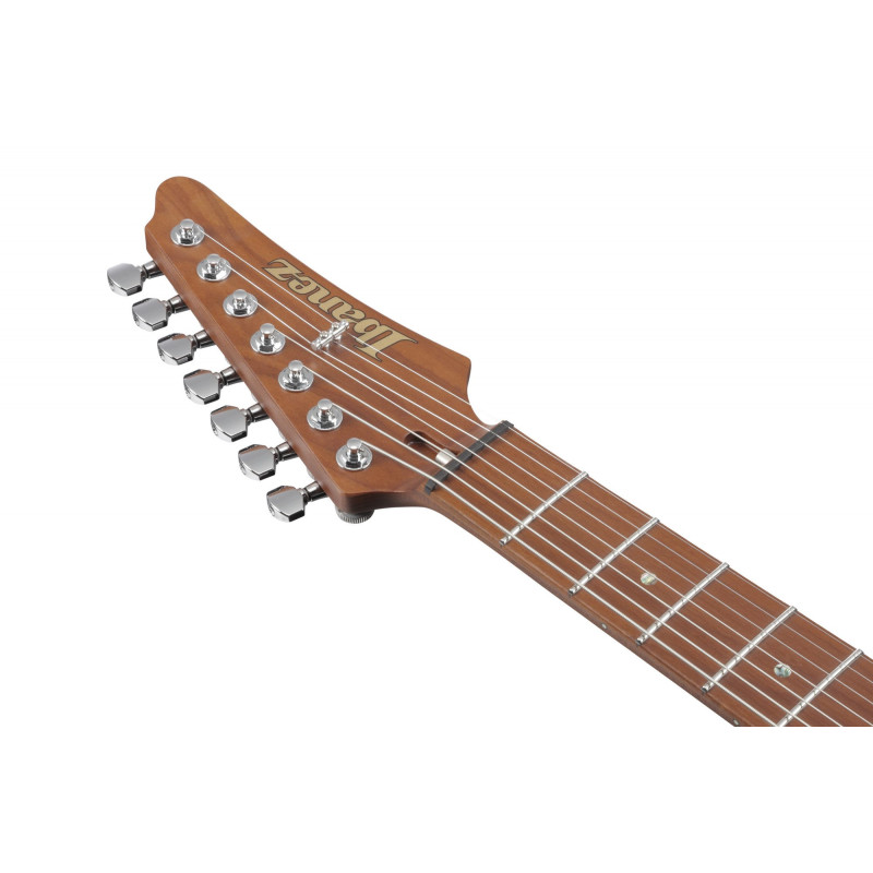 Ibanez MM7-TAB Martin Miller AZ Signature E-Guitar 7-String - Transparent Aqua Blue + Case