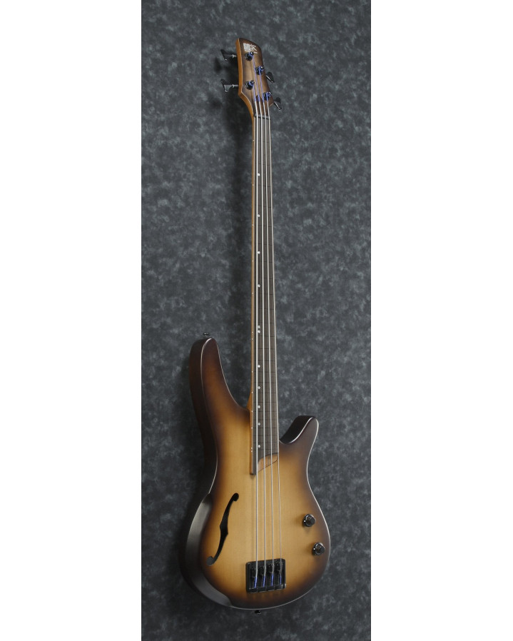 Ibanez SRH500F-NNF Bass Workshop SR Semi-Hollow Body Bass 4-String Fretless, AERIUM - Natural Browned Burst Flat