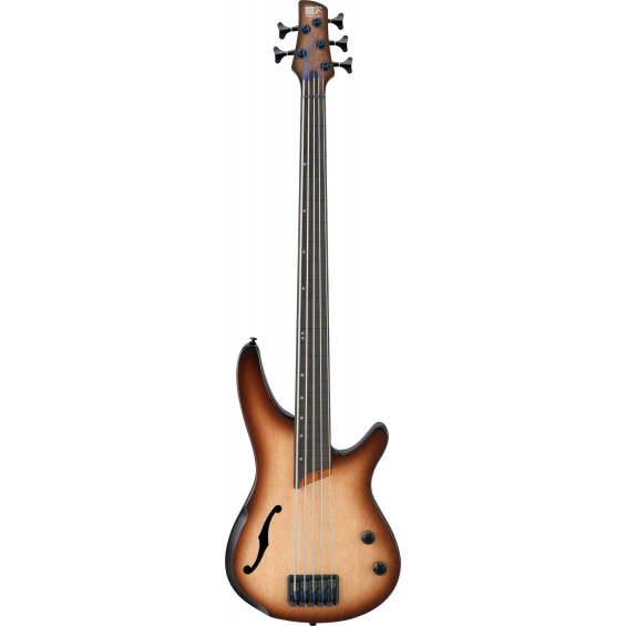 Ibanez SRH505F-NNF Bass Workshop SR Semi-Hollow Body Bass 5-String Fretless, AERIUM - Natural Browned Burst Flat